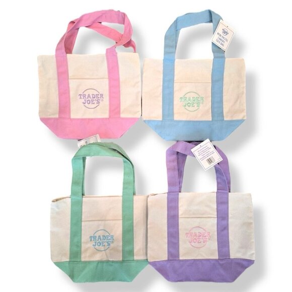 Trader Joes Mini Canvas Blue Pastel Tote Bag 2025 Limited Edition - ONE BAG - Picture 5 of 5